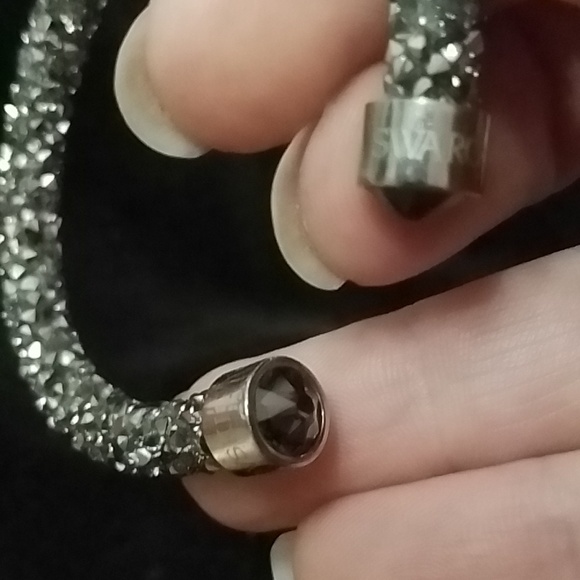 Swarovski "Crystaldust" cuff bracelet in black, measures - 6" (small) - Picture 2 of 4
